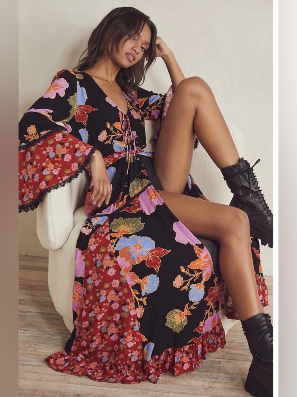 Free People Penny Printed Maxi Bodysuit Dress - Picture 2 of 9